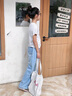 木木屋兒童牛仔褲女童褲子春秋款2025新款夏季中大童洋氣直筒高腰闊腿褲 淺藍(lán)色 160 建議13~14歲【150-160cm】c 曬單實(shí)拍圖