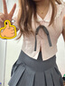 FSHE學(xué)院風(fēng)jk制服套裝女夏季韓系甜妹穿搭短袖襯衫半身裙小個子兩件套 粉色襯衫+灰色半身裙(兩件套) L 曬單實拍圖