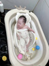 雅親新生嬰兒洗澡盆0到6歲浴桶可折疊大號浴盆兒童浴架套裝洗澡沐浴盆 【暖咖色】智能感溫浴盆+小熊浴架 （送洗浴大禮包） 曬單實拍圖