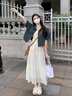 雅黛絲薇法式吊帶連衣裙女裝套裝裙2025夏季新款牛仔外套設(shè)計感超仙長裙子 牛仔外套+吊帶裙 M 曬單實(shí)拍圖