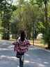 趣米樂美式潮流格子襯衫女早秋季薄款防曬開衫襯衣外套設計感長袖上衣服 黑粉格 L 【建議110-120斤】 曬單實拍圖