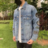 謙集（QIANJI）潮男牛仔外套2024春秋美式復(fù)古個(gè)性刺繡外穿寬松長袖牛仔衣夾克男 藍(lán)色 【LFS2039】 L 125-140斤 曬單實(shí)拍圖
