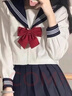 小野七天正統(tǒng)jk制服基礎款白三本學院風中間服水手服套裝百褶短裙套裝女 白三本長袖+黑短裙 L 曬單實拍圖