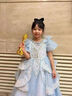 思妙星女童藍色晚禮服兒童生日公主裙花童婚紗小女孩主持人鋼琴演出服夏 藍色 130 曬單實拍圖