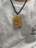 如潼（RUTONG）黃金龍牌吊墜花絲鏤空足金999包銀項(xiàng)鏈男士霸氣龍吐珠方牌 龍牌吊墜+黑繩 重量41克 包金1.2克 曬單實(shí)拍圖