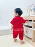 G. DUCKKIDS純棉連體衣滿月嬰兒衣服夏季男寶寶包屁衣周歲百天拍照服裝中國(guó)風(fēng) 紅色純棉短袖龍 120克 90cm 曬單實(shí)拍圖