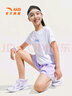 安踏兒童套裝女童裝2025夏季休閑速干短T+短褲兩件裝五分褲T恤短袖 純凈白5721-1 160 曬單實(shí)拍圖