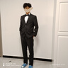 羅蒙西服套裝男士商務(wù)修身西裝男職業(yè)正裝小西服新郎伴郎結(jié)婚禮服外套 黑色雙扣【西服+西褲+襯衫】 2XL /180【130-145斤】+7件禮品 曬單實(shí)拍圖
