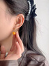 蔓頌棠黃色耳環(huán)蜜蠟單珠耳墜女生琥珀玄學(xué)耳飾新中式國風(fēng)竹子耳釘女竹燦 【雞油黃蜜蠟】竹燦耳墜 曬單實(shí)拍圖
