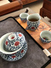 鎮師傅景德鎮復古風(fēng)青花釉里紅三才蓋碗茶杯單個(gè)高端陶瓷功夫泡茶碗杯子 蓋碗1個(gè)+公道杯1個(gè)+80ml缸杯4個(gè) 曬單實(shí)拍圖