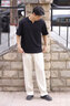 倉(cāng)石一樹(shù) KAZUKI KURAISHI倉(cāng)石一樹(shù)潮牌V領(lǐng)冰絲短袖t恤男夏季肌理感半袖寬松休閑青少年體恤 黑色 XL 曬單實(shí)拍圖