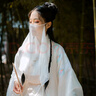 句可古風(fēng)面紗漢服面簾女古裝配飾半透明防曬紗巾面飾男蒙面古風(fēng)遮面巾 一痕淚-白色【系繩款/無(wú)繡花】 (尺寸:40*60cm) 曬單實(shí)拍圖