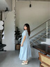獨束大碼女裝【海鹽白沙】多彩紐扣連衣裙夏季新款氣質(zhì)優(yōu)雅長(cháng)裙 空氣藍 2XL （尺碼：4） 曬單實(shí)拍圖