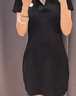 UR2025夏季新款女學(xué)院風(fēng)立體裝飾Polo領(lǐng)短袖連衣裙UYY750050 黑色 M 曬單實(shí)拍圖