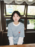 古由卡（GUUKA）matsui假兩件條紋長袖t恤男士打底衫秋季新款情侶裝體恤潮流寬松 黑色 M 曬單實拍圖
