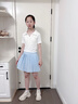 小豬彼特女童羽毛球訓練服夏季薄款兒童速干裙褲涼感短袖女孩運動套裝冰絲 2235藍色 150 cm 曬單實拍圖