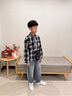 G.DUCKKIDS兒童裝男童春裝襯衫外套春秋款2025新款中大童春季男孩格子襯衣潮 黑色 160 cm 曬單實(shí)拍圖