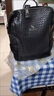 袋鼠真皮背包女頭層牛皮2024新款時尚大容量書包女士雙肩包旅行包 袋鼠黑色 曬單實拍圖