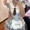 韓菲奴夏季可愛(ài)學(xué)院風(fēng)doll感Lolita裙條紋襯衣收腰顯瘦馬甲蓬蓬裙三件套 襯衣+馬甲+短裙【三件套送領(lǐng)帶】 S 【建議80斤-95斤】 曬單實(shí)拍圖