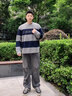 Calvin KleinJeans25秋冬新款男士羊毛混紡ck條紋提花打底針織衫毛衣4RD397G P7E-藍(lán)灰條紋 XL 曬單實(shí)拍圖