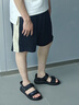 紅蜻蜓涼鞋男款夏季透氣新款男士涼拖鞋運動軟底外穿厚底魔術貼沙灘鞋男 MW0242052黑色 42 曬單實拍圖