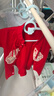 DUUDUU周歲衣服嬰兒短袖連體衣紅色國(guó)風(fēng)夏裝滿月哈衣 刺繡 繁花  59cm  曬單實(shí)拍圖