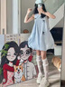 多菲尼森 藍色無(wú)袖背心連衣裙女2025夏季甜美少女感減齡小個(gè)子花苞短裙 無(wú)袖背心連衣裙淺藍色 M 【100-120斤】 曬單實(shí)拍圖