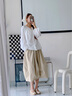 森馬（Semir）半身裙女純色肌理A字裙時尚簡約2025秋季松緊腰長裙10A525120001 曬單實拍圖