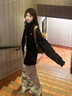 SNYDER WEAR2025新款女士外套美式復古立領(lǐng)夾克外套通勤學(xué)生寬松休閑百搭上衣 黑色  常規 S 建議80-100斤 曬單實(shí)拍圖