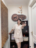 浪莎100%純棉睡衣女款夏2025新款短袖寬松簡(jiǎn)約家居服三件套可外穿 77728櫻花粉【100%純棉三件套】 M 建議80-100斤 曬單實(shí)拍圖