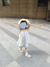 瑪米瑪卡（MOMOCO）女童裙子兒童夏裝夏季新款童裝韓版公主連衣裙 藍白 120 曬單實拍圖