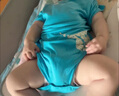 小藍象（hinos）嬰兒連體衣爬爬服三角包屁衣春秋季寶寶速干排汗0-2周歲衣服 淺藍色 80cm 曬單實(shí)拍圖