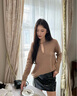歌芭杉（GEBASHAN）品牌女裝V領(lǐng)毛衣女秋冬季2025新款加厚保暖內(nèi)搭針織打底衫女套頭 駝色 M 曬單實(shí)拍圖