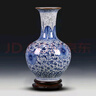 loyo景德鎮(zhèn)陶瓷青花瓷花瓶擺件仿古中式家居客廳插花器桌面玄關(guān)工藝品 仿古青花纏枝蓮裂紋賞瓶-大號 曬單實拍圖