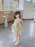 班喜迪女童夏裝連衣裙2025新款洋氣兒童吊帶沙灘公主裙寶寶小童裙子夏季 綠色 110 cm 曬單實(shí)拍圖