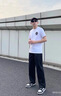 卡圖弛冰絲微喇休閑褲子男夏季彎刀美式高街冰絲褲cleanfit痞帥速干長(zhǎng)褲 黑色 XL 曬單實(shí)拍圖
