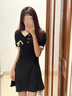 西兒2025新款polo連衣裙氣質(zhì)小個(gè)子黑色茶歇法式裙子女裝夏季a字短裙 黑色 M 90-105斤 曬單實(shí)拍圖