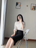 伊婭莎中長(zhǎng)款半身裙女正裝西裙職業(yè)高腰開(kāi)叉工裝過(guò)膝包臀裙一步裙工作裙 0891黑色長(zhǎng)常規(guī) XL 建議110-120斤 曬單實(shí)拍圖