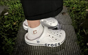 crocs卡駱馳洞洞鞋貝雅卡駱班輕便耐磨一腳蹬休閑鞋|205089 白/深藍(lán)-126 39 (240mm) 曬單實(shí)拍圖