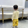 幼歌（YOUGE）嬰幼兒秋季新款純棉卡通條紋上衣可愛百搭柔軟休閑衛(wèi)衣 黃色條紋（66-90肩開扣） 66 cm 曬單實拍圖