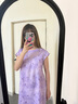 朵朵·可可25夏季新款純棉印花貢緞休閑簡約短袖寬松家居服睡裙 紫色 S (155) 曬單實拍圖