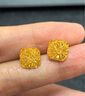 周六福  黃金耳釘女足金爆閃方糖耳飾送女友禮物 計(jì)價(jià) 2.17g 曬單實(shí)拍圖