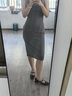 樂卡利無袖連衣裙女夏季職場海妖風收腰瑞秋裙高智感穿搭顯瘦收腰一步裙 灰色【送腰帶】 M 建議95-115斤 曬單實拍圖