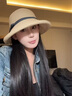 范詩(shī)奧春夏赫本風(fēng)文藝簡(jiǎn)約遮陽(yáng)草帽女可折疊盆帽卷邊漁夫帽子防曬太陽(yáng)帽 米色      前長(cháng)后短草帽 55-58CM 曬單實(shí)拍圖