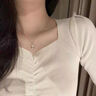 夢黛麗項鏈【999純銀】四葉草項鏈女生玫瑰金彩金鎖骨鏈2024新款套裝 玫瑰金款項鏈【可調(diào)節(jié)】+禮盒 曬單實拍圖
