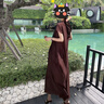 佰藍(lán)嬌短袖連衣裙女夏季2025新款女裝休閑大碼洋氣減齡媽媽長款裙子夏天 棕紅色 M （建議115斤內(nèi)） 曬單實(shí)拍圖