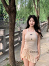 妙戀多女士泳衣固定胸墊防走光ins風(fēng)時尚泳衣女顯瘦修身海邊度假游泳衣 美式掛脖泳衣【黑色+胸罩/安全褲】 均碼 【建議70-120斤】 曬單實拍圖