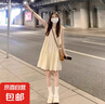 法式無(wú)袖掛脖連衣裙子女夏季2025新款顯瘦小個(gè)子海邊度假吊帶短裙 杏色 S 曬單實(shí)拍圖