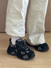 莎萊茜（SALAXI）2025秋冬新品歐貨情侶老爹鞋刺繡印花戶(hù)外增高運動(dòng)休閑鞋男女同款 黑色 36 女款 曬單實(shí)拍圖