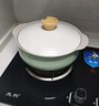 紅廚陶瓷巖上鍋煮粥湯鍋燉鍋蒸鍋燉煮煲烹飪高顏值雙耳 24cm果綠色上鍋鋁蓋加高款 曬單實(shí)拍圖